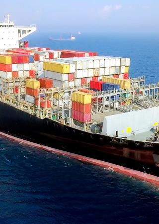 Container ship at sea