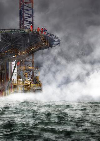 Oil rig in the fog