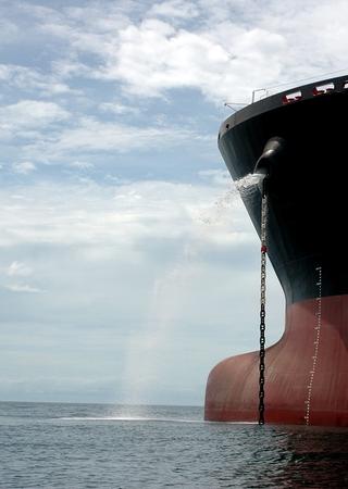 the bow of a big tanker ship