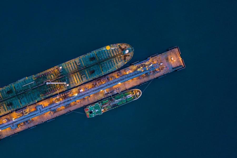 Sky view of a tanker